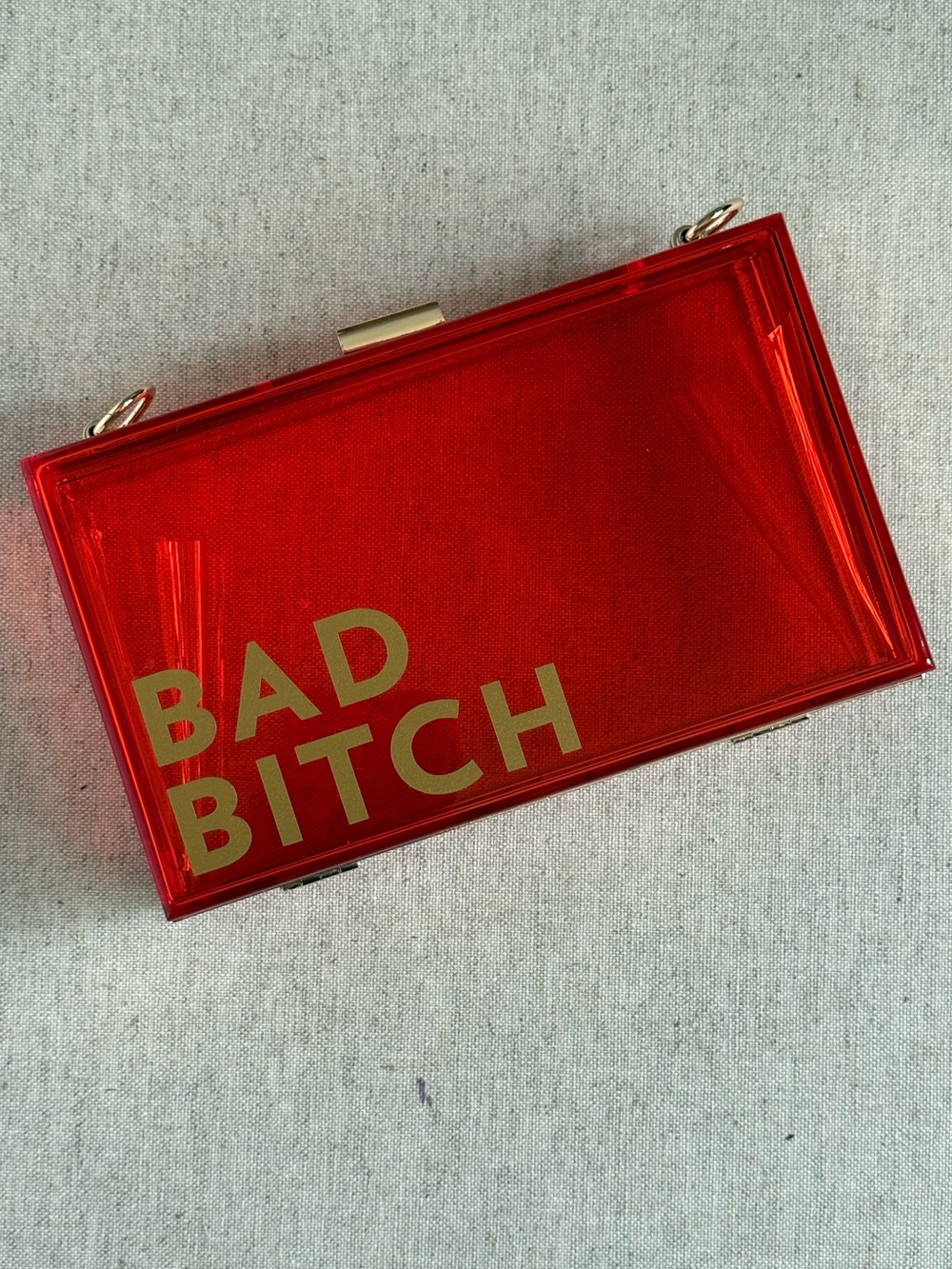 Custom Red Acrylic “BAD B*TCH” Box Clutch Crossbody Purse